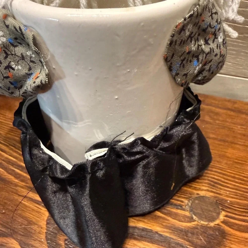 Vintage Good Luck Kitchen Witch Utensil Holder with Wooden Spoons and Whisk Set